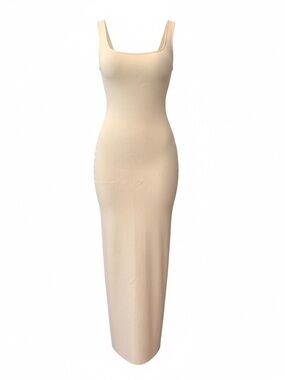 MESHKI Amara Scoop Neck Low Back Knit Maxi Dress Cream Size Medium NWOT